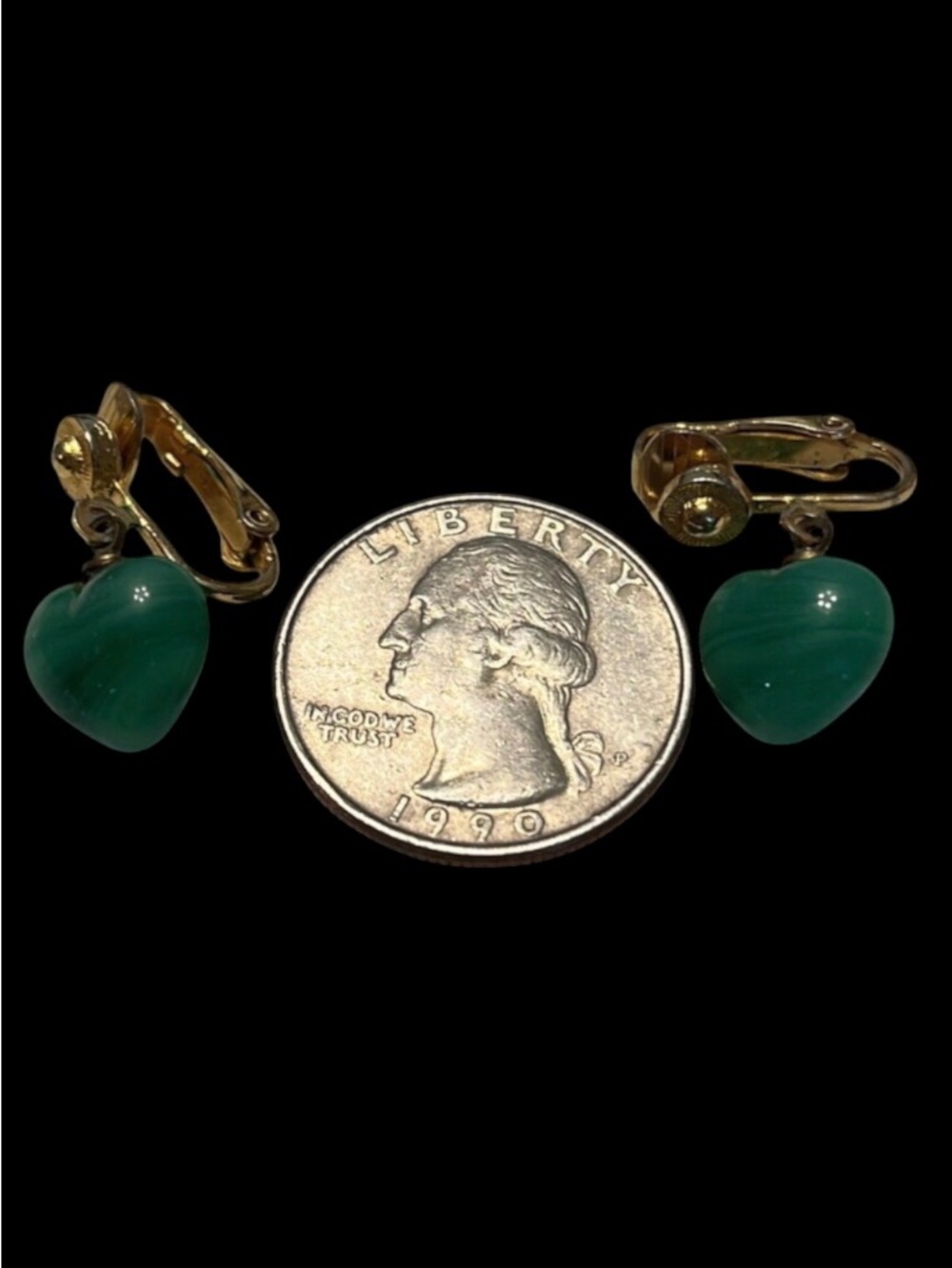 Jade Heart CLIP Earrings
